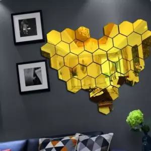 샤워실안전거울 육각 아크릴 접착 거울 12P 골드