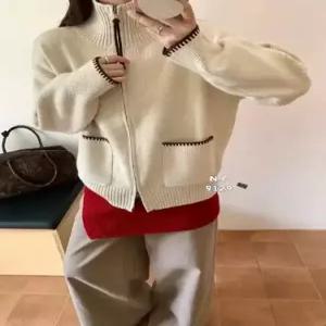 니트 칼라 더블 코트 블레이저 여자야구점퍼 집업 네오프렌 ible1