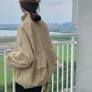 가을 캐주얼 빈티지 야구점퍼 카고풍 반코트 슬림핏 여자야구점퍼 차이나 상의 ible3