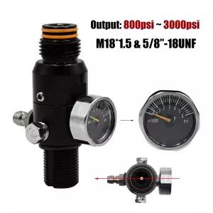HPA 4500psi 실린더 공기 탱크 조절기 밸브 마운틴 이중 O-링 디자인 스레드 M18x1.5 또는 5/8-18UNF 출력