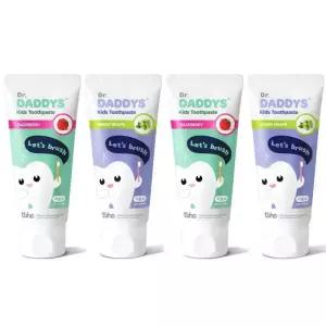 닥터데디스 어린이 저불소치약 x 4개 유아 아기 키즈 라즈베리, 청포도향 60g