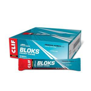 CLIF BLOKS - 카페인이 함유된 트로피컬 펀치 맛 에너지 츄 비-GMO 식물성 자전거 타기 및 달리기를 위한 빠른 탄수화물 전해질 2.12온스 (18 카운트)