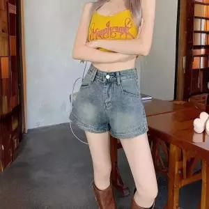 청 여름 빈티지 청반바지 여자청반바지 반바지 하이웨스트 핫팬츠 원템2