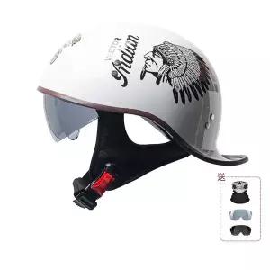 3C 인증 오토바이 헬멧 복고풍 성격 수탉 헬멧 남성과 여성을 경량 통기성 반 헬멧.