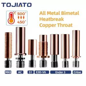 E3D V6 티타늄 합금 구리 바이메탈 목구멍 Ender3 CR10S CR6 SE 3D 프린터 부품 용 핫 엔드 히터 블록 용 H