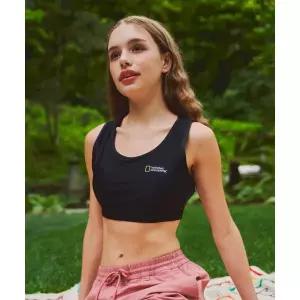 매장정품 내셔널지오그래픽 NATIONALGEOGRAPHIC N242WRG680 여성 베이직 워터 크롭 브라탑 CARBON BLACK N2