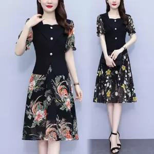 원피스 여름 쉬폰 넥 정장 통통 여자원피스 빅사이즈 원템2