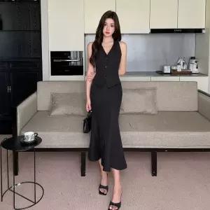 원피스 치마 여름 오피스룩 투피스 쉬폰 직장 홀터넥 휴가 여자원피스 원템2