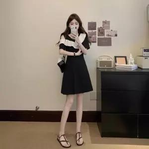 원피스 빅사이즈 쉬폰 슬림핏 여자원피스 옆트임 원템1