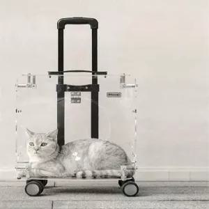 투명 이동장 고양이 반려동물 소형견 대형 트롤리 펜 캐리어 이동가방