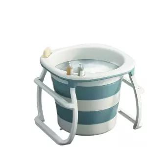 접이식 반신욕 스파 통 1인 욕조 원룸 블루 커버