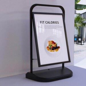 카페입간판 실외 배너 거치대 플레이트 POP대 매장 일체형 파랑색 케이배너 반달형 디자인