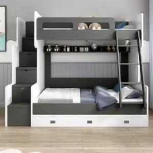 2층 벙커침대 더블 침대세트 수납형 슬라이딩 이층침대 공간활용 원목가구