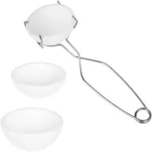 YIETPET 4조각 작은 녹는 세라믹 도가니 그릇 접시 컵 세트 금 은 구리 채찍 집게 손잡이 2A