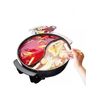 대형 전기 냄비 1600W 분할 빨간색 대용량 반반 쿠커 샤브샤브