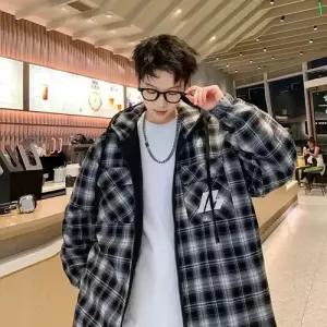원더우면 남성 빅사이즈 학생 양면 체크 카디건 트렌드 봄가을 패션 풀오버 OPH3