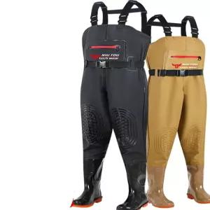 장화달린 갯벌바지 멜빵 작업복 허리 일체형 방수 전신