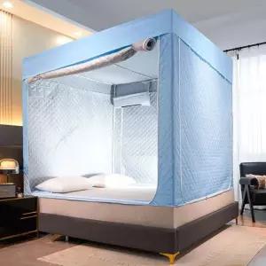 방한 모기장 침대 보온 텐트 접이식 난방 사계절 차광 프라이빗