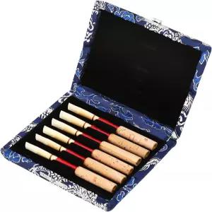 와트리스 베이이 오보에 리드 케이스 나무 실크 천 커버 보관 홀더 보호 상자 습기로부터 6개용