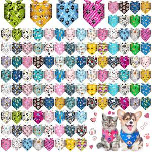 BULYOU 120개 벌크 가능한 조절 반다나 스카프 코스 삼각 애완동물 홀리데이 강아지