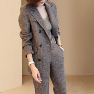 여자 오피스룩 슬림 기본템 겨울 긴팔 트위트 투피스