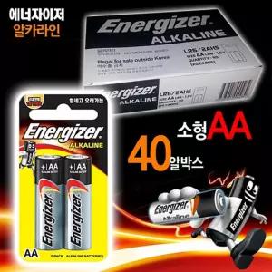 에너자이저 알카라인 AA건전지 40P 박스 LR6 밧데리 AA 인전지 카메라용 카리인