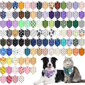 포치 100개 턱받이 프린트 벌크 강아지 삼각 고양이를 반려동물 스카프 컬러풀 반다나