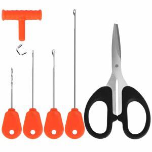 잉어 낚시 미끼 장비 도구 키트 세트, Luroad 6 in 1 잉어 낚시 태클 키트, 바늘, 드릴러, 매듭 풀러 및 루어 미끼 드릴러용 낚시 브레이드 라인 가위