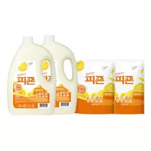 피죤 섬유유연제 용기 옐로우미모사, 4.21L, 2개 + 리필, 2.3L, 2개