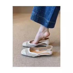 포뇨2 여성 양가죽 빈티지 펀칭 일자 스트랩 메리제인 슈즈 진피 플랫 샌들 OPH5