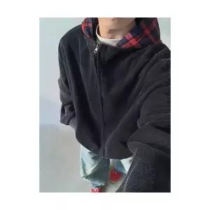 남성 코디룩 집업 가디건 빈티지 체크 페이크 후드 카디건 야구복 인기1