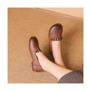 올요아 빈티지 여사친 캐쥬얼 플랫 사계절화 폼 키작녀 가죽 빅사이즈 단화 리얼 꾹5