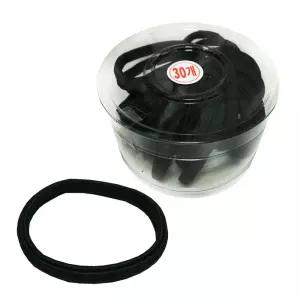 매듭없는 납작주름 검정고무줄 30P 코사지통 머리끈