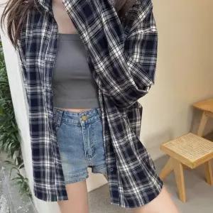 오버핏 체크자켓 여성용 봄체크셔츠 가을체크셔츠 체크남방
