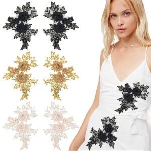 6개의 PCS 꽃 자수 패치 레이스 플로럴 릭스 빈티지 로즈 바느질 여성 DIY 공예 백팩 청바지 칼라 의류 드레스 모자 재킷 가방 장식 액세서리