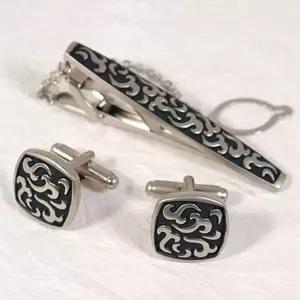 실버넥타이핀 커프스set-구름문 세트 남성용