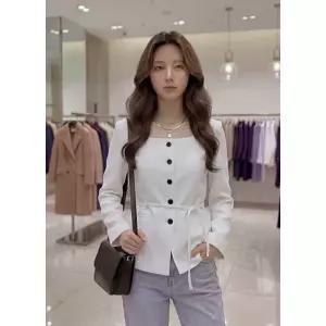 [롯데백화점]SOUP 스퀘어넥  노카라 끈벨트  재킷 SC4JK31