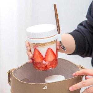 냉각용 유리 밀폐통 귀리컵 두유 조식컵 요구르트컵 샐러드 과일 저장통