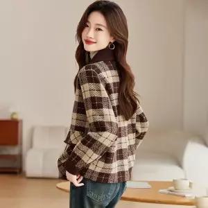 솔저스여자 모직 추동 봄 코트 상의 체크 쇼트 OPH3