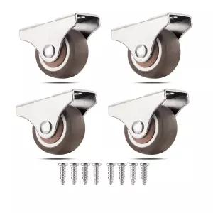 미니 고정 캐스터 휠 1인치 사일런트 볼 베어링 소형 금속 탑 TPE 고무 로우 프로파일 가구 롤링 캐비닛