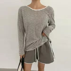 여자 티셔츠 뒷판 하프팬츠 잔주름 끈 고무줄 세트