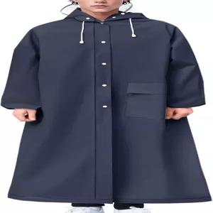 린조이 레인코트 재사용 가능 EVA 폰초 후드 방수 남성용 롱 레인 재킷