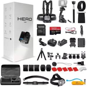 GoPro Hero Go Pro 블랙 컴팩트 - 4K 울트라 HD 비디오 1 200만 장의 사진 안정화 50-in-1 액세서리 키트