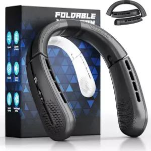 ChillGo 휴대용 넥 팬 - 8400RPM 확대 터보 공기 흐름 5200mAh 개인 충전식 냉각 웨어러블 최대 16H 4단