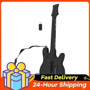 무선 기타 컨트롤러 2.4G 기타 핸들 스트랩 포함  무선 동글 콘솔 게임패드 PS4 PS3 PC 히어로 클론 히어로