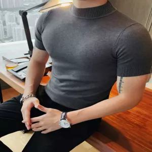 남자 목폴라 스웨터 목티 반팔니트 폴라티 터틀넥니트