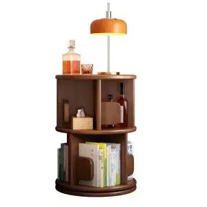 책꽂이 거실 선반 수납 회전 원목 원형 이동식 책장
