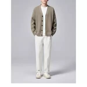 윈터솔져 남자 니트 가을 데일리룩 간절기 카디건 브이넥 멜론 스트라이프 톤 다운 스티치 스웨터 코트 700