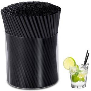 1000개 블랙 일회용 칵테일 짧은 빨대 - 5인치 길이 0.16인치 지름 커피 교반기 위스키 바 클럽 소다 티스용 플라스틱