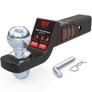 2인치 볼 핀이 장착된 TYT 트레일러 히치 마운트 리시버 7500파운드 업그레이드된 키트 블랙 및 래틀 핀 장착